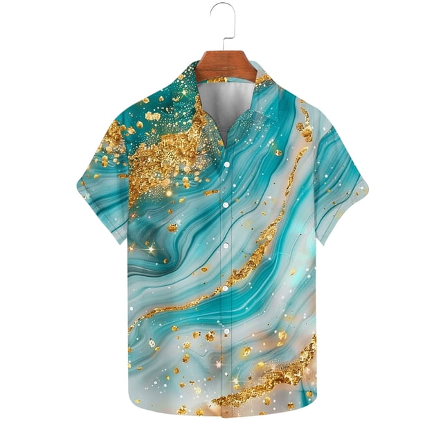 Mefallenssiah Hommes Hauts, Femmes de Mode de Dégagement Casual Manches Courtes Col Rabattu Chemise tops