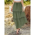 thumbnail image 3 of Roaso Women's High Waist Long Skirts Ruffle Causal Elastic A Line Maxi Skirt, 3 of 6