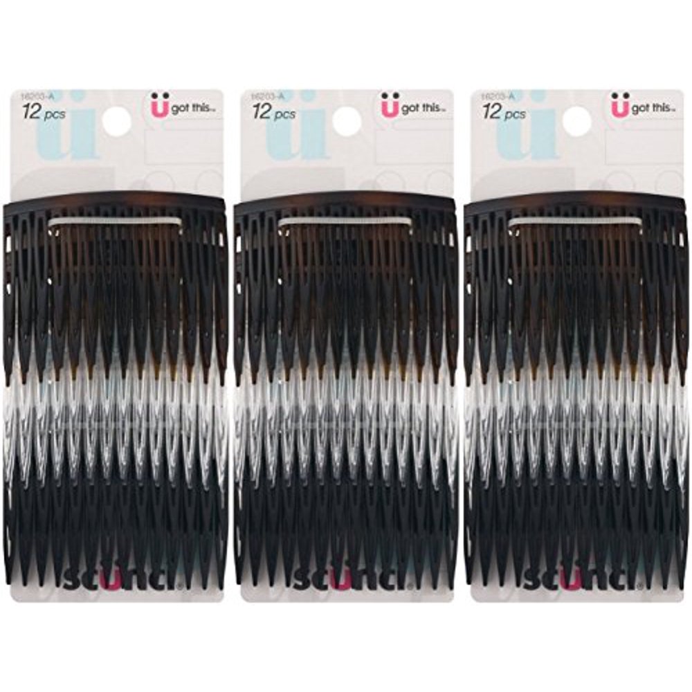 Scunci Effortless Beauty Side Hair Combs, Assorted Colors, 12Pcs