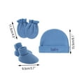 thumbnail image 3 of Kayannuo Christmas Gifts Christmas 1 Set Baby Hat Solid Color Anti-Grabbing Cotton Gloves Hat Foot Cover Three-piece For Newborn, 3 of 4