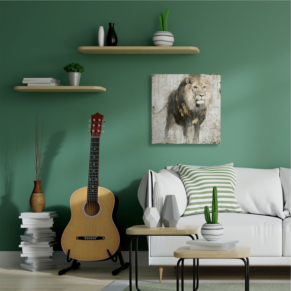 Stupell Home Décor Lion Gold Neutral Animal Textured Photograph Canvas Wall Art by Main Line Studio