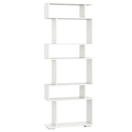 Furnibear 6-Tier Geometric Bookshelf with 2 Anti-Tipping Kits for Home Office White, 24" x 8" x 64" - Open Storage Display Rack for Home Office