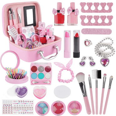 29 Pcs Kids Makeup Kit for Girls, Safe & Non Toxic Washable Makeup Toy ...