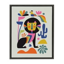 Kate and Laurel Sylvie Black Lion Framed Canvas Wall Art By Rachel Lee, 18x24 Gray, Transitional Animal Home Decor