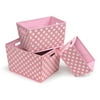 Badger Basket Nesting Trapezoid Three Basket Set, Pink Polka Dots, Includes Pad