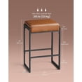 thumbnail image 2 of Collection - Bar Stools Set of 2, Counter Height Bar Stools, Synthetic Leather with Stitching, Mid-Century Modern Counter Stools, 26-Inch Tall, Kichen Home Bar Dining Room, 2 of 8