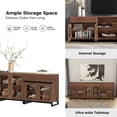 thumbnail image 6 of 3 In 1 Modern Dresser with Glass Doors, 2 Drawers and Adjustable Shelves, Metal Base Storage Chest, Multifunctional Closet Organizer Cabinet for Bedroom,Brown, 6 of 11