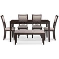 thumbnail image 4 of Bowery Hill Contemporary Brown Dining Table and 4 Chairs and Bench - Set of 6, 4 of 6