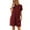 Red, variant on QINCAO Womens Dress Summer Casual Roll Up Sleeves T Shirt Dress Solid Color Round Neck Mini Dress With Side Pockets S-2XL