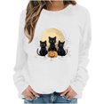 thumbnail image 4 of Idoravan Womens Tops Long Sleeve Shirts for Women Women's Loose And Casual Halloween Printed Long-sleeved Round-neck Capless Sweater White M, 4 of 6
