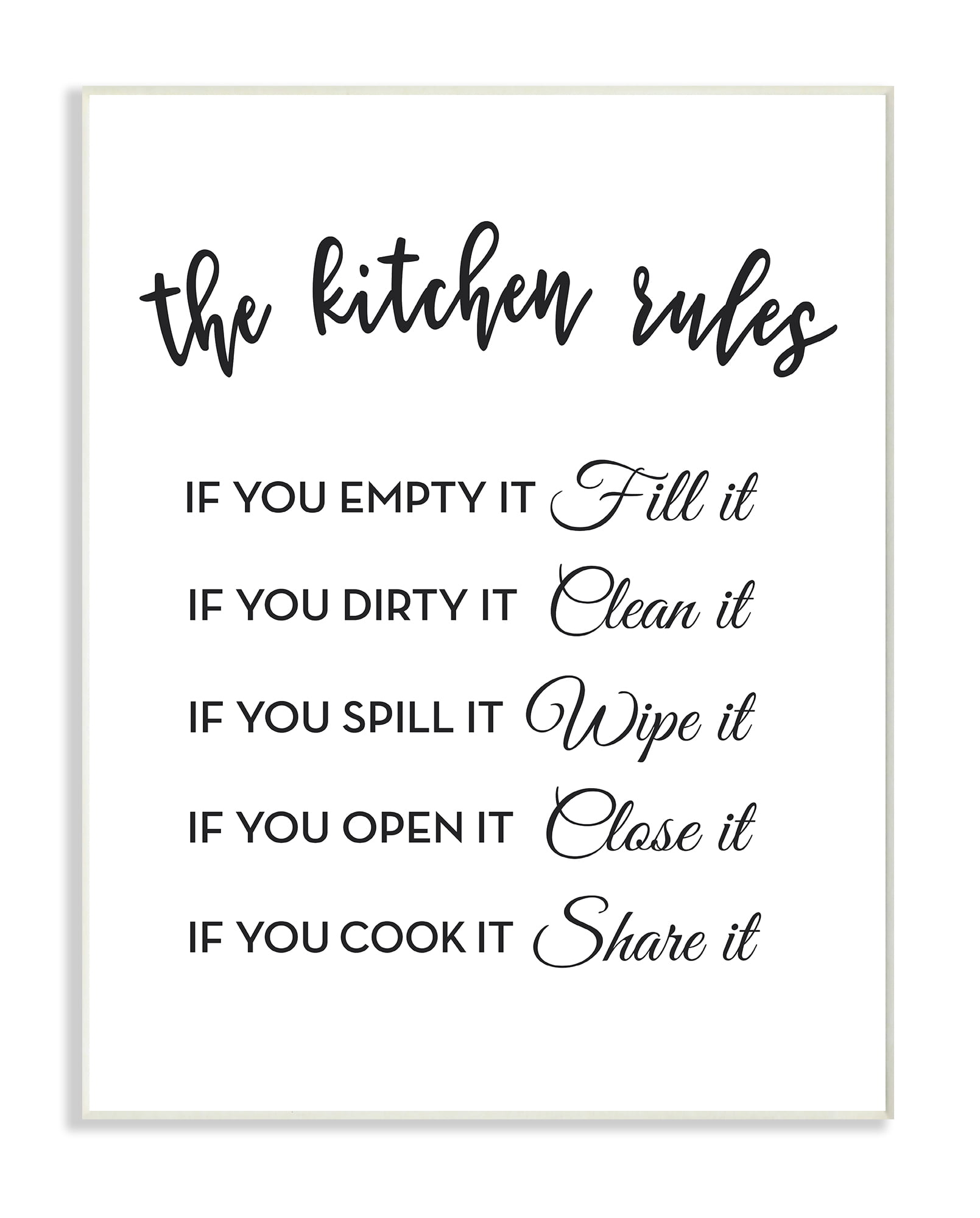 Personalised Kitchen Rules Mum Nan Family Home Decor Wall Art Sign 