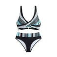 thumbnail image 4 of Awdenio Bikini Sets Women High Waisted Two Piece Swimsuit Padded Knot Twist Cut Out Color Block Bathing Suit Bikinis, 4 of 6