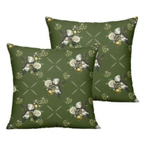 Outdoor Throw Pillow Covers 16x16 Inch Waterproof Spring Summer Green Classical Floral Outdoor Pillow Covers for Patio Funiture Garden Couch
