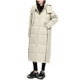 thumbnail image 2 of UPPADA Womens Hooded Long Quilted Coat Maxi Length Long Sleeve Puffer Jackets Warm Padded Coat Thick Winter Outerwear with Pockets,Womens Light Jacket To Wear Over A Dress Beige,XXL, 2 of 5