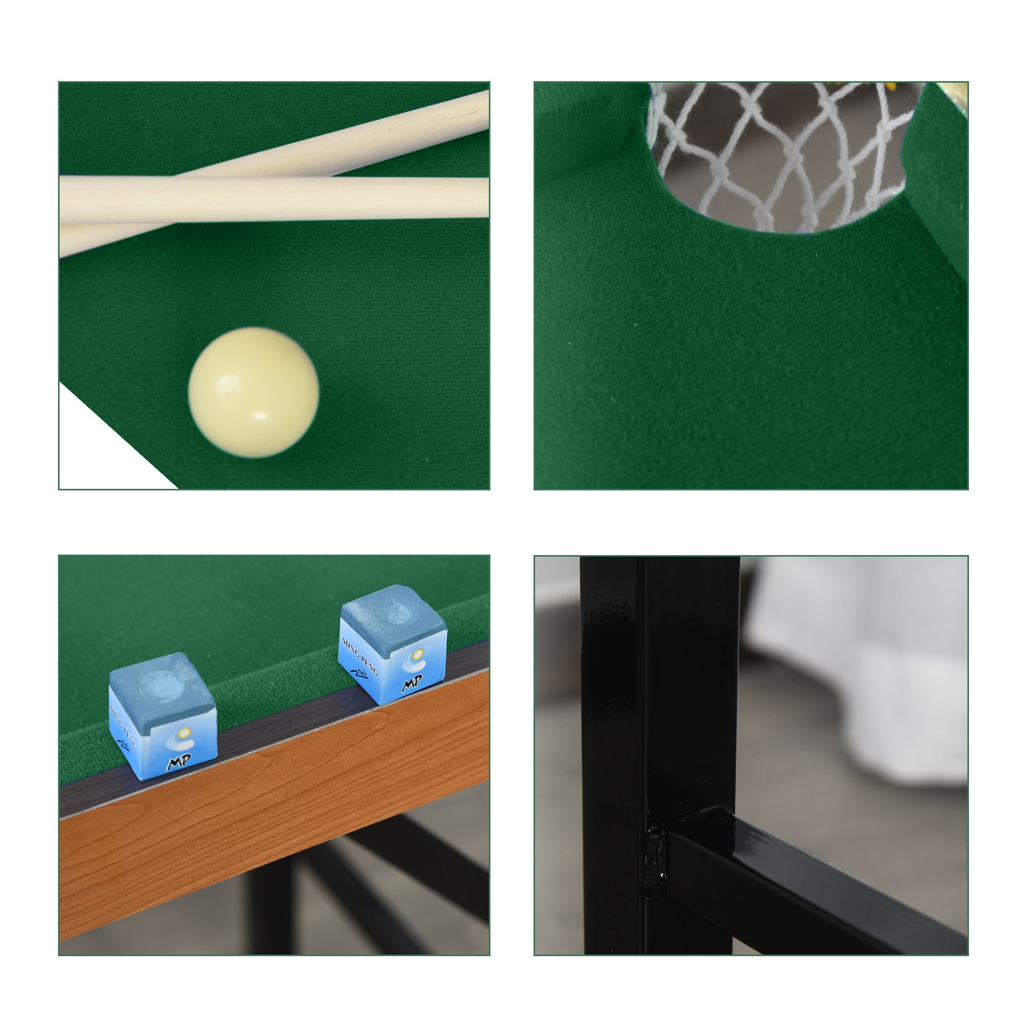 Soozier 55'' Portable Folding Billiards Table Game Pool Table for Whole Family Number Use With Cues, Ball, Rack, Brush, Chalk, Green