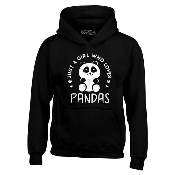 Shop4Ever Men's Just A Girl Who Loves Pandas Panda Bear Hooded Sweatshirt Hoodie XXXX-Large Black