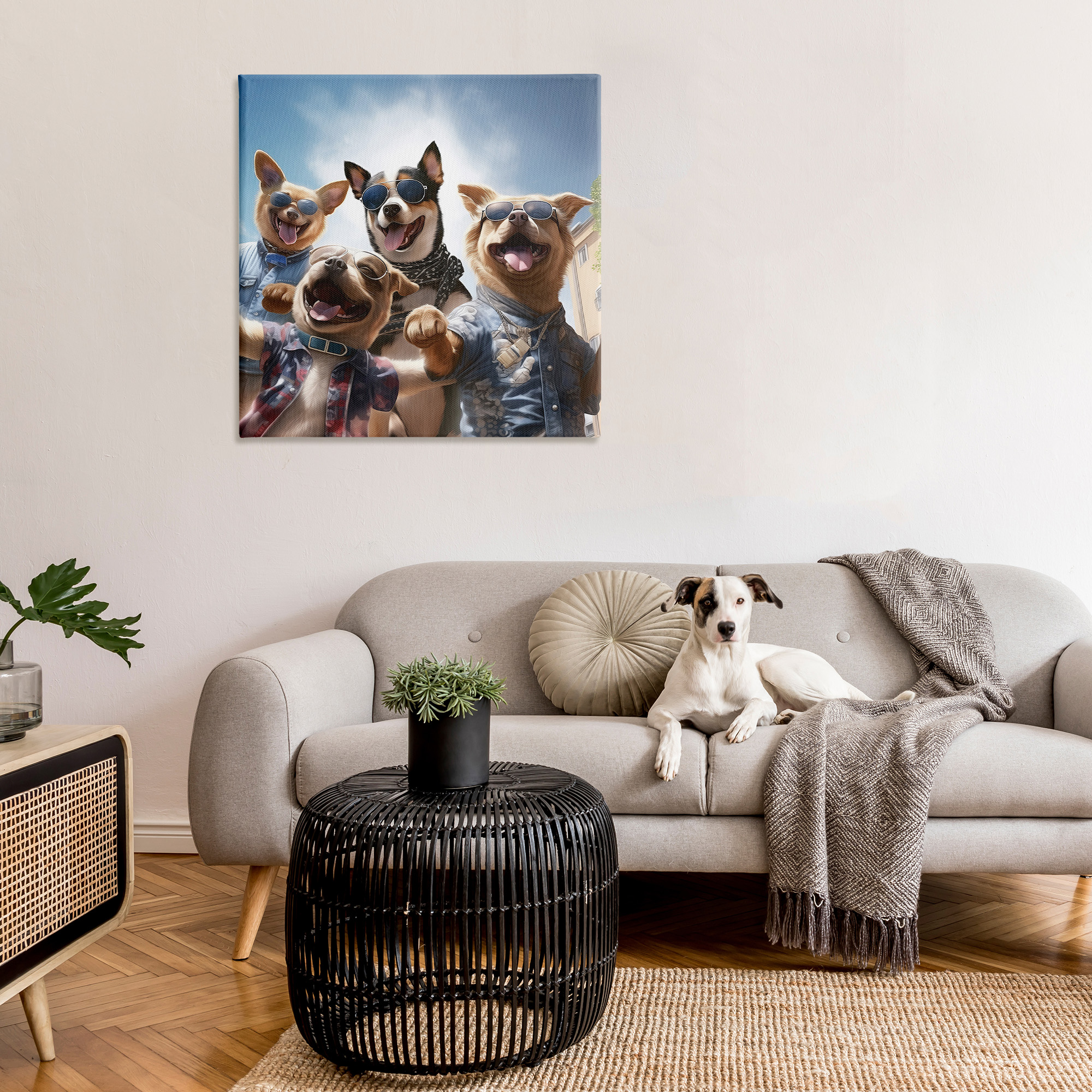 Stupell Industries Trendy Dogs Selfie Animals & Insects Painting Gallery Wrapped Canvas Art Print Wall Art, 36 x 36