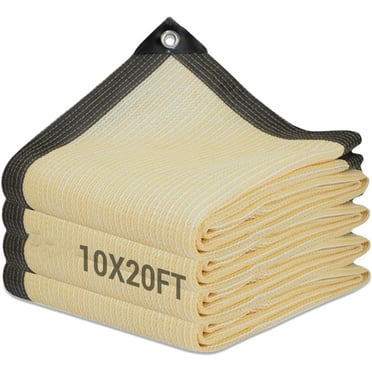 Garden Sunblock Shade Cloth, 10 x 20 FT Durable Edge Shade Cloth with Grommets UV Resistant Garden Shade Net for Plants, Greenhouse, Vegetables and Patio,Beige