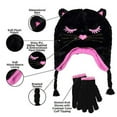 thumbnail image 4 of Addie & Tate Girls Winter Hat and Gloves Set, 4-7 Years, Toddler Beanie and Mittens, Baby Girl Hats and Mittens in Cat Design, 4 of 4