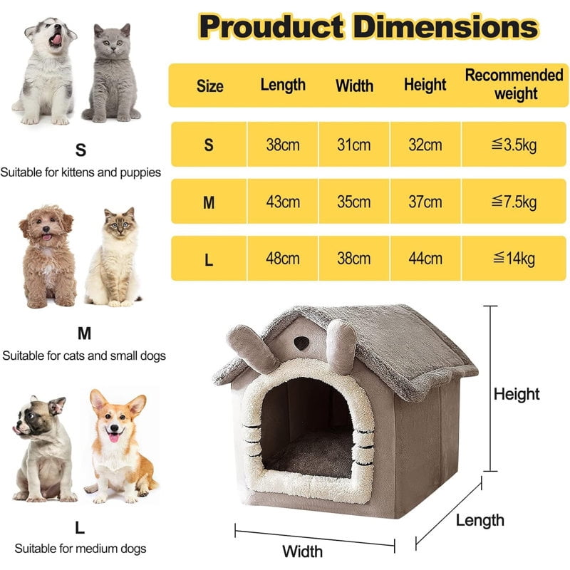 ShadeMart Indoor Warm Dog House Soft Pet Bed Tent House Dog Kennel Cat Bed with Removable Cushion Suitable Large Pets