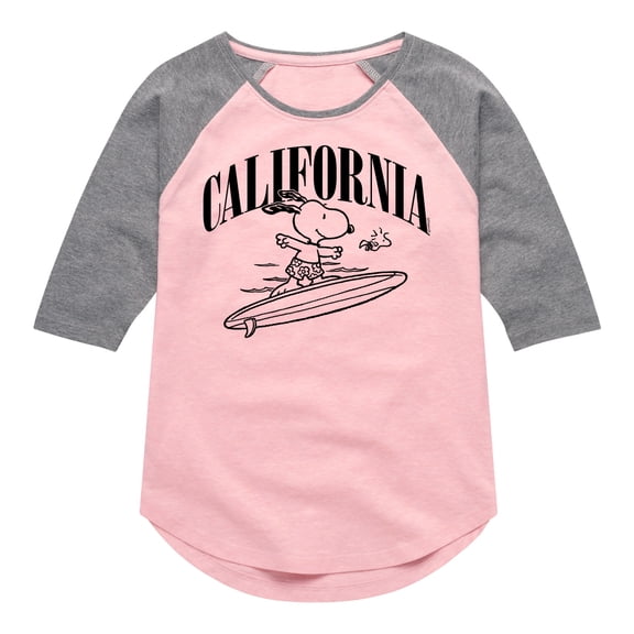 Peanuts - California - Toddler And Youth Girls Raglan Graphic T-Shirt