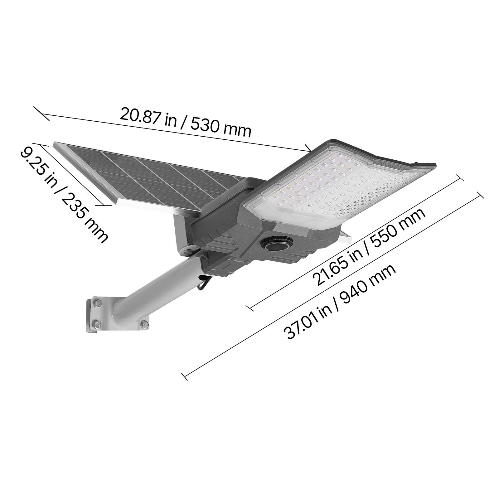 VEVOR 12000W Solar Street Light Outdoor, 900000LM, High Powered Commercial Parking Lot Light Dusk to Dawn, Split Type LED Flood Security Lamp with RF Remote Control, IP65 Waterproof,for Driveway Yard