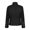 thumbnail image 6 of Sexlip Women Stand Collar Military Style Blazer Jacket Double Row Gold Stripe Button Decor Cropped Long Sleeve Costume Outer Coat For Party Stage Black XL, 6 of 6