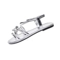 thumbnail image 2 of Viluyesy Womens Flat Sandals, Clip Toe Trendy Strappy Casual Comfort Summer Beach Roman Shoes Silver US5.5, 2 of 9