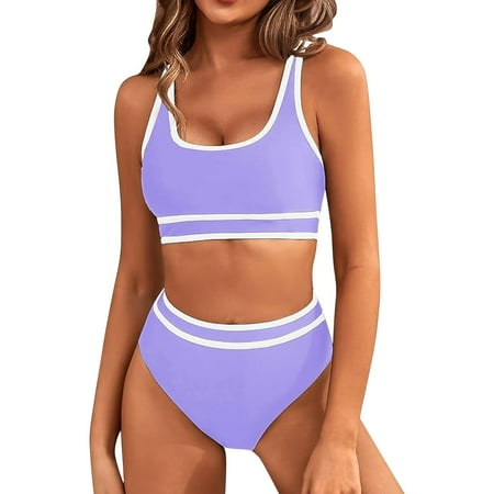MSJUHEG Two Piece Swimsuit for Women Plus Size Bikini Sets for Women High Waisted Bikini Sets for Women Two Swimsuit Bikini Sets Bikini Sets for Women Tankini Swimsuits for Women Purple XL