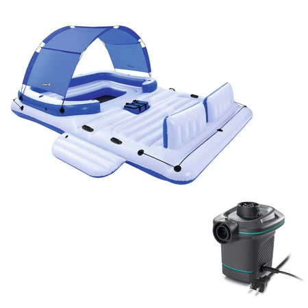 Bestway CoolerZ Tropical Breeze 6 Person Floating Raft + Electric Air (Best Way To Get Rid Of Air In Stomach)