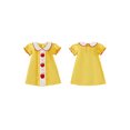 thumbnail image 2 of RUINIXCW Toddler Baby Girl Back to School Dress Kids Kindergarten First Day of School Outfits Toddler Girl Summer Fall Dress Puff Short Sleeve Doll Collar Apple Bow Embroidery Ruffle Trim Dress, 2 of 9