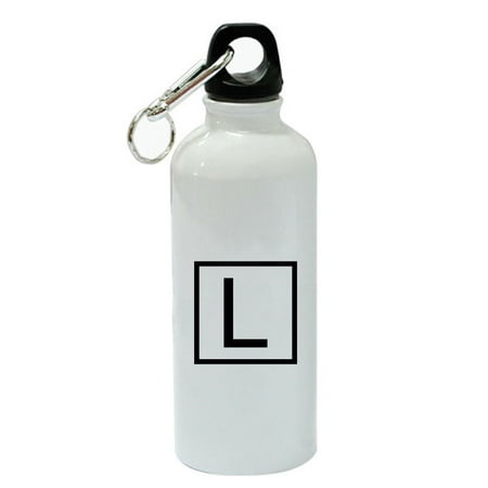 

Initial Square Letter L White Aluminum Sports 20 oz Water Bottle