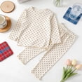 thumbnail image 4 of QTBIUQ Girls 2PC Polka Dot Fall Set Ruffle Trim Sweatshirt and Elastic Waist Straight Pants Outfit Set, 4 of 5