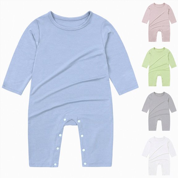Newborn Baby Bodysuit for 9-12 Months Baby Long Sleeve Romper Infant Jumpsuit Soft Sleep Play Outfit for Unisex White