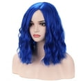 thumbnail image 2 of RightOn 14" Women Girls Blue Wig Short Curly Wig Dark Blue Bob Wig Blue Hair Wig Charming Beach Wave Wigs with Wig Cap, 2 of 7