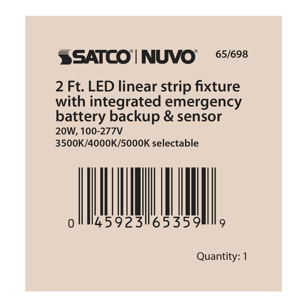 Nuvo Lighting - 20W LED CCT Selectable Linear Strip Light with Emergency Battery
