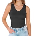 thumbnail image 5 of Husipze Women's Tank Top Sleeveless Casual V Neck Fitted Basic Top Soft Stretch Athletic Slim Fit Gym Yoga Tops Gray M, 5 of 9
