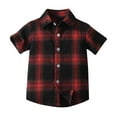 thumbnail image 2 of Plaid Shirts for Toddlers Boys 1-8 Years Short Sleeve Button-Down Tshirts Shirt Kids Casual Collared Comfort Going-Out Tees Tops Summer, 2 of 5
