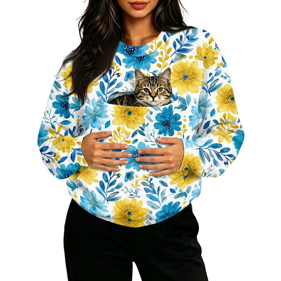 Pet Pouch Hoodie for Women with Kangaroo Pocket Oversized Hoodie Sweatshirt for Cats Dogs Holder Long Sleeve Hooded Pullover for Dogs & Snack Hoodies