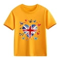thumbnail image 4 of T-Shirt Graphique à Manches Courtes et Col Rond pour Enfants, Imprimé Drapeau Britannique, Mélange Doux de Polyester et Spandex, Haut Décontracté Respirant, Lavable en Machine, pour Garçons et Filles, 4 of 4