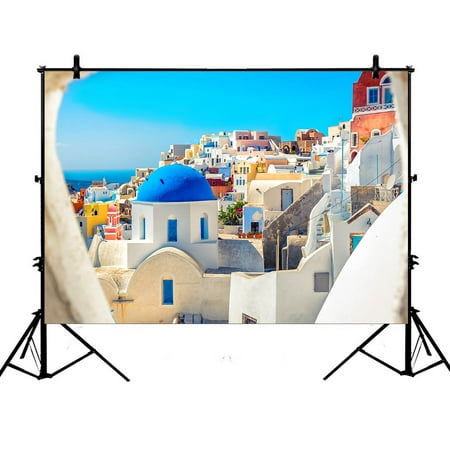 Image of FMSHPON 7x5ft Blue Dome Church Look Photography Backdrops Polyester Photography Props Studio Photo Booth Props