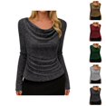 thumbnail image 1 of Hauts Scintillants pour Femmes Mode Printemps 2026 Manches Longues Col Bénitier T-Shirts Extensibles Tenue de Soirée, 1 of 8