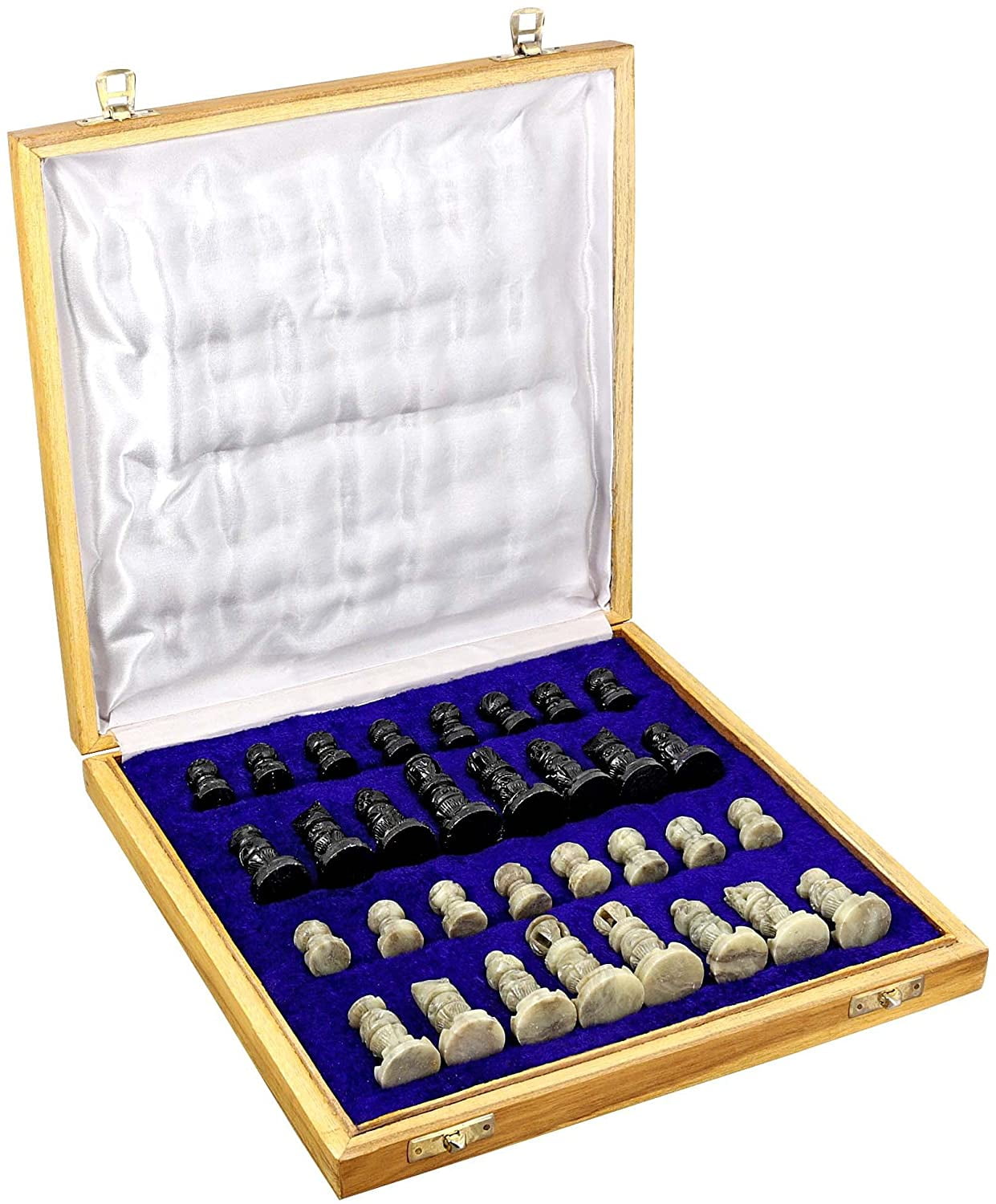 Ajuny Beautifully Decorative Crafted Stone Art Chess Set Hand Carved Stone Pieces 10x10 inch