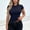 Navy, variant on Josdec Women's Crew Neck Short Sleeve Side Ruched Stretchy Soft Slim Fit Crop Solid Color Casual Workout T Shirt Top S–XL