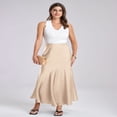 thumbnail image 5 of LYMAYTER Women Fishtail Skirts High Waist Wrap Maxi Skirt Elegant Satin A Line Length Skirts S-XL, 5 of 9