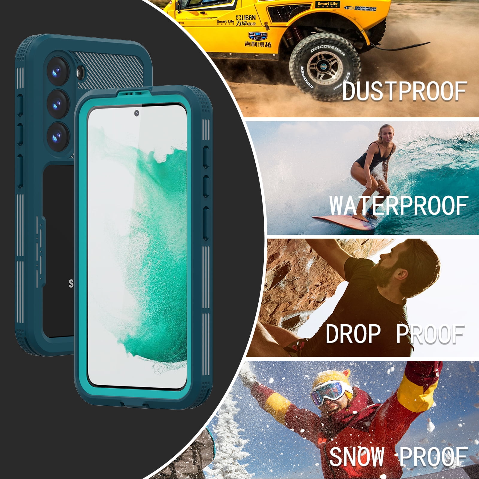SaniMore for Samsung Galaxy S23 6.1" 2023 Case with Built-in Screen Protector, IP68 Waterproof & Dustproof & Anti-scratch [Wireless Charging] Heavy Duty Full Protective Cover for Galaxy S23, Grassblue