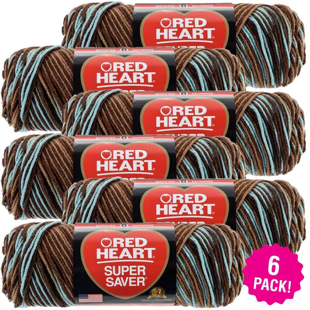 Red Heart Super Saver Yarn Earth & Sky, Multipack of 6
