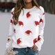 thumbnail image 4 of Gibobby Sudaderas navideñas Blusa de manga larga con cuello en O para mujer, para uso diario, en casa, al libre, con estampado navideño(Blanco,M), 4 of 5
