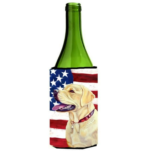 USA American Flag with Labrador Wine bottle sleeve Hugger 24 oz.