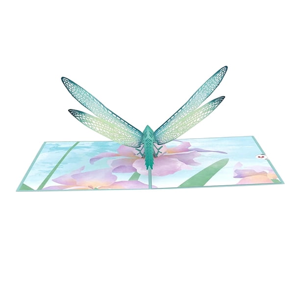 Tarjeta de felicitación 3D Dragonfly Up Día de Día de San Valentín Cumpleaños Gracias Get Regalos